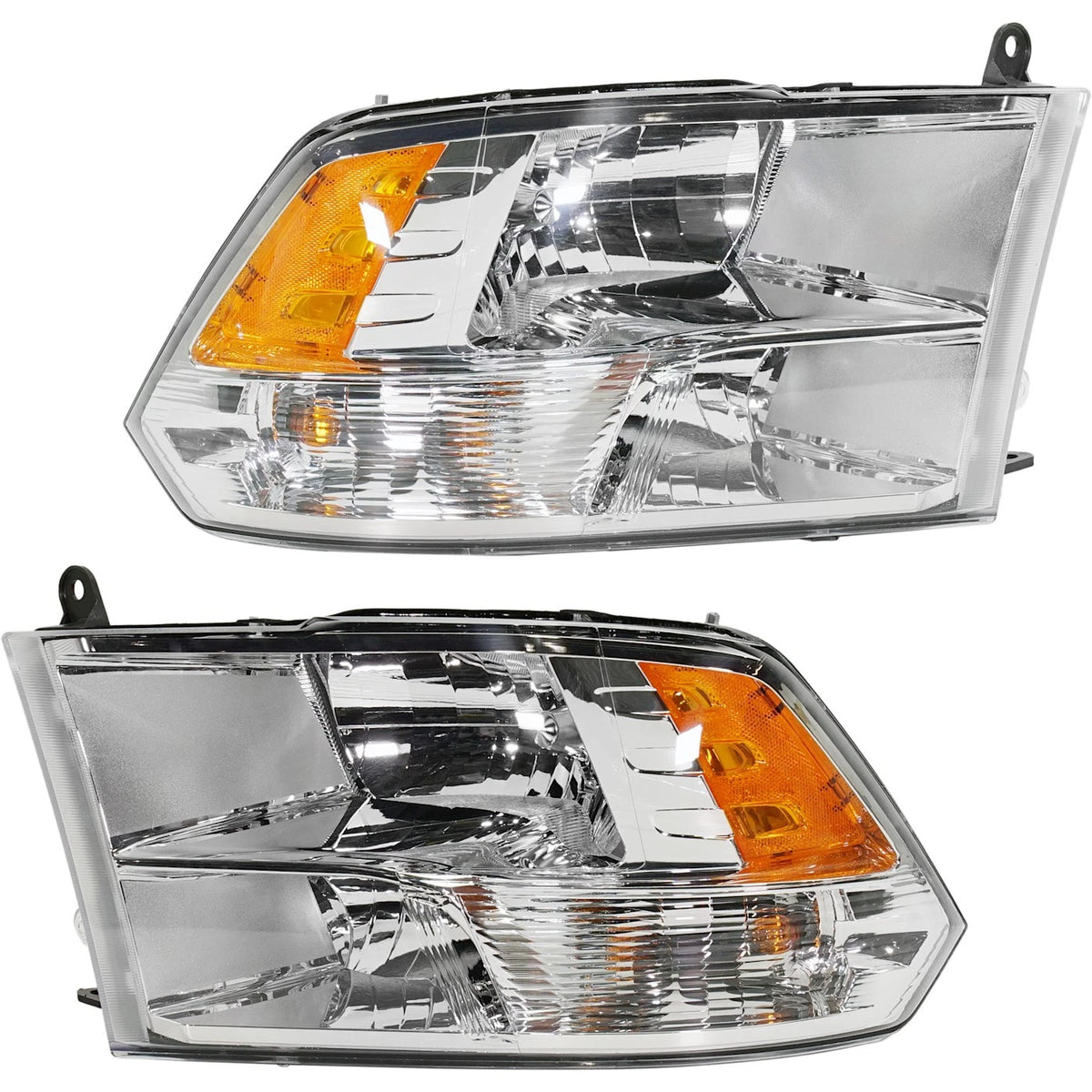 Headlight Set for Ram 1500 2500 3500 (2013–2018) LH & RH Quad Lights Chrome