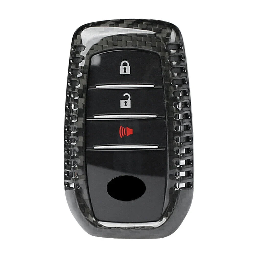 Carbon Fiber Key Fob Case Cover for Toyota Alphard RAV4 Hilux (2016–2023)