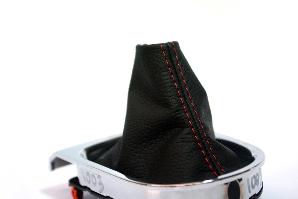 Leather Manual Shift Boot for Ford Mustang (2015–2019) - Red Stitch
