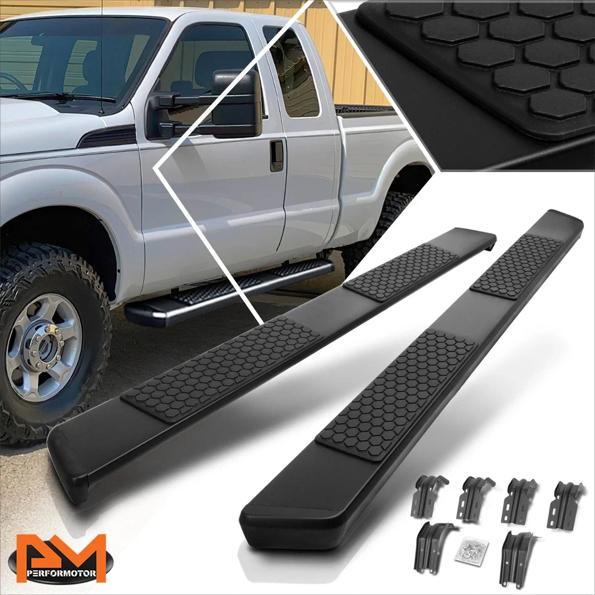 Set of 2 Running Board Step Pads Honeycomb for Ford F250-F550 SD 1999-2016