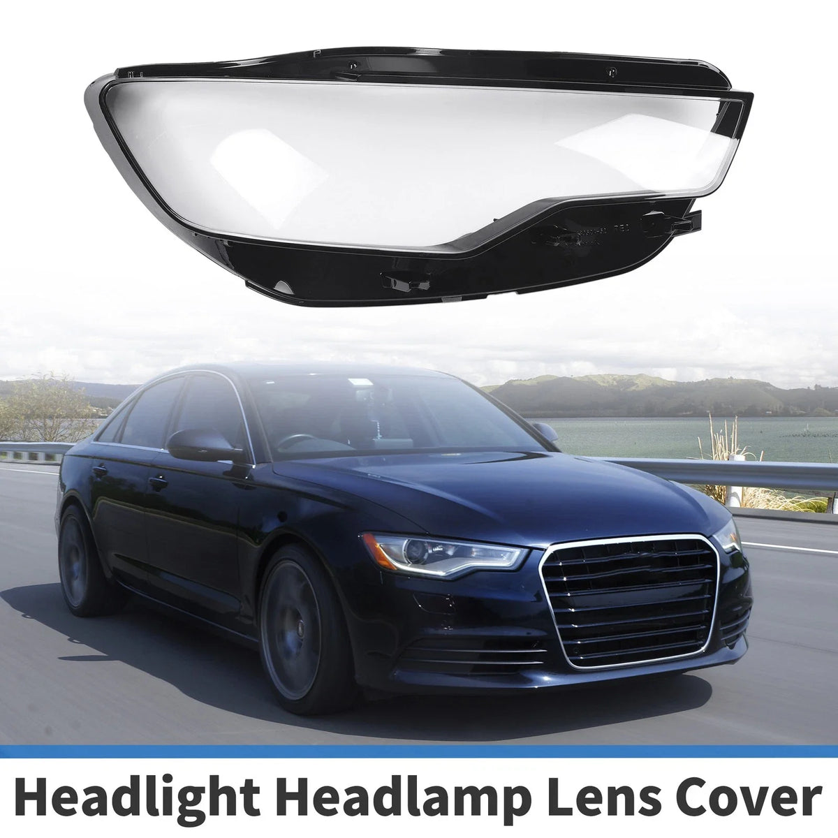 1 Pc Headlight Lens Cover for Audi A6 (2012–2014) Black