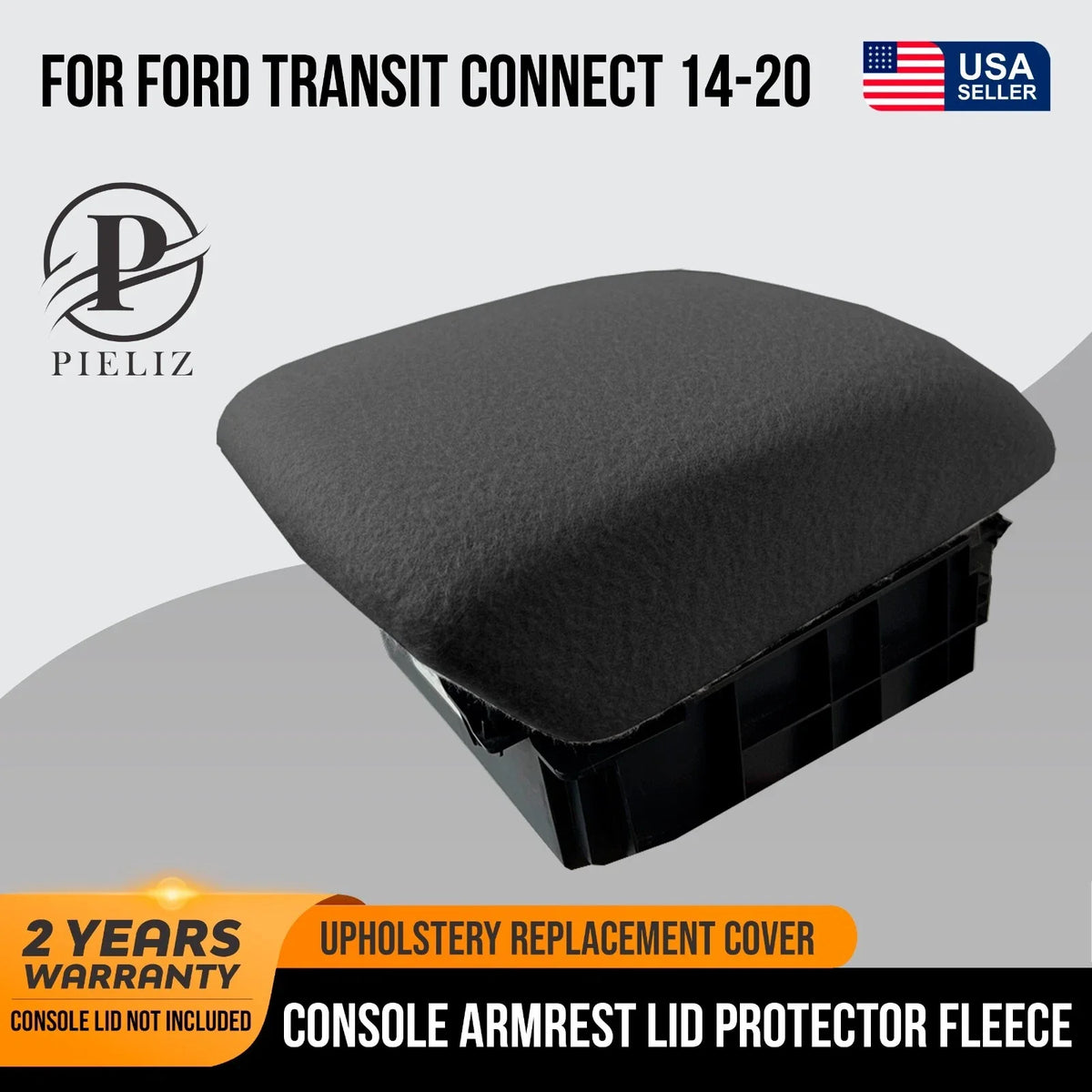 Fleece Console Armrest Cover for Ford Transit Connect (2014–2020) Black