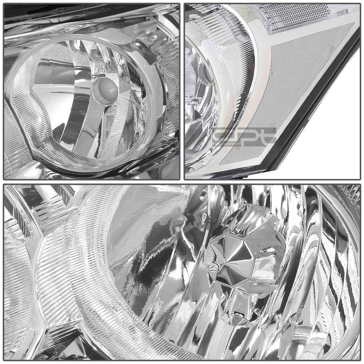 Pair of Chrome/Clear Side Headlight Lamps for Honda Accord Sedan (2008–2012)