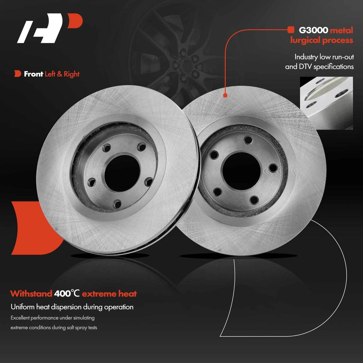 Front Brake Pad and Disc Rotor Set for Nissan Juke 2011-2017