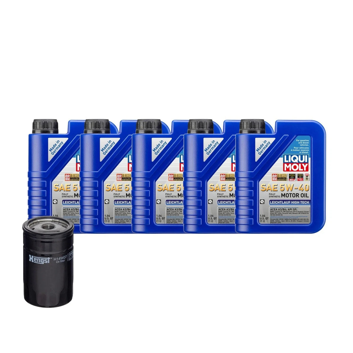 Oil Change Kit - 5L Liqui Moly Leichtlauf 5W40 & Hengst for BMW 525i M20