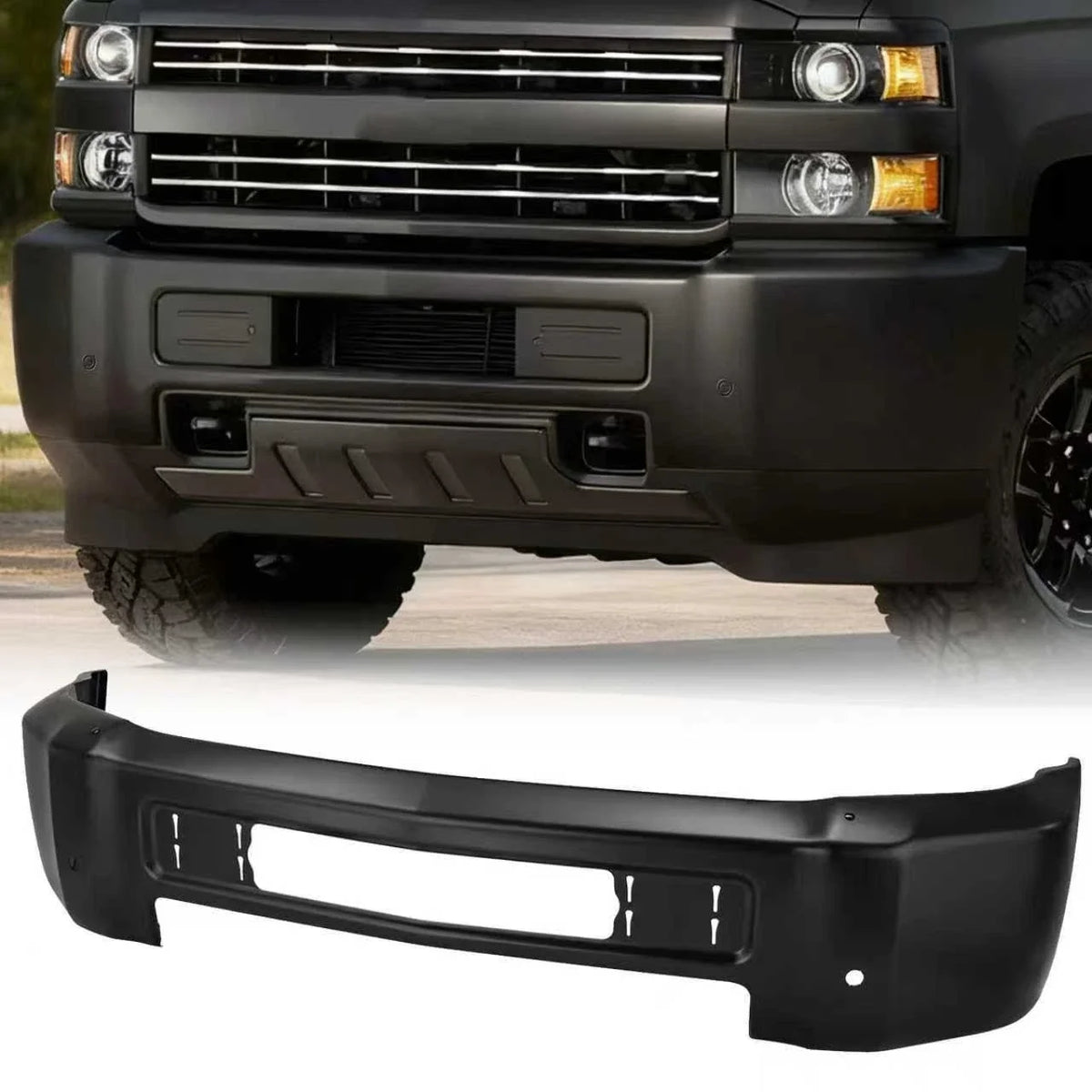 Black Steel Front Bumper for Chevy Silverado 2500 3500HD (2015–2019)
