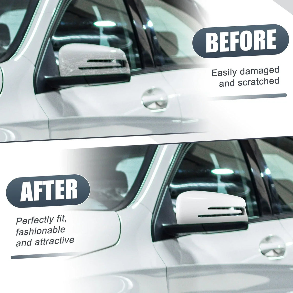 Left Side Mirror Cover Cap - White for Mercedes A Class B Class C Class E Class