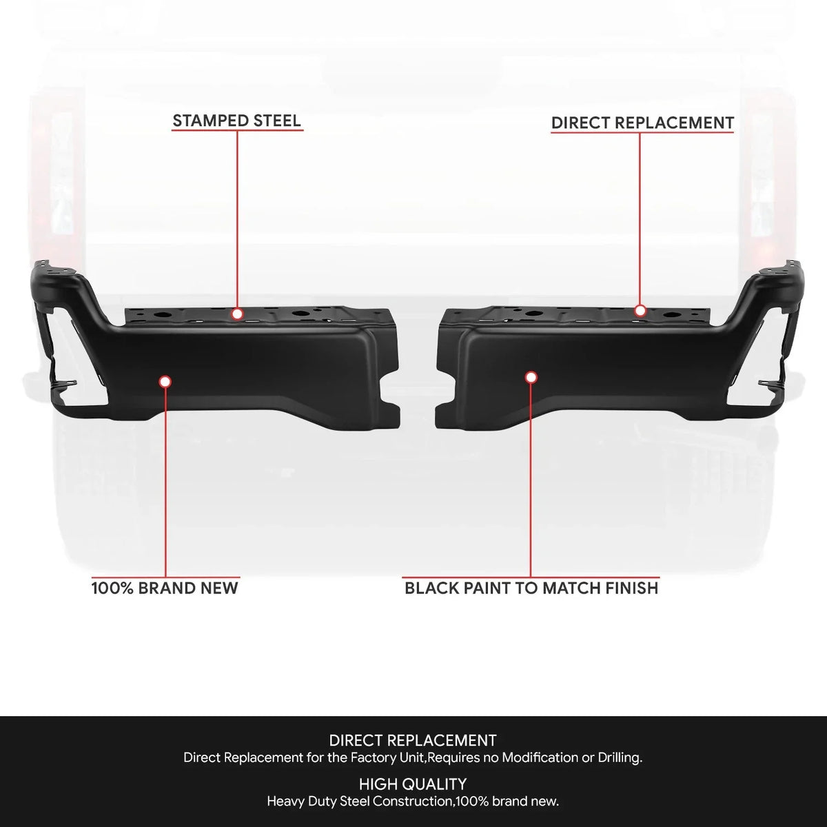 Set of 2 Rear Bumper End Caps for Ford F-250 F-350 SD (2023–2025)