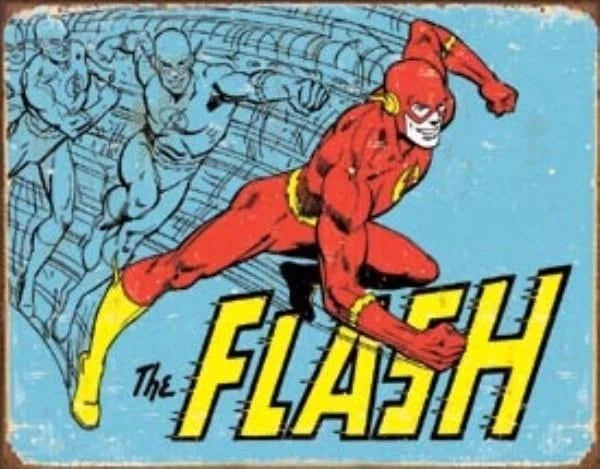 Vintage Replica Tin Metal Sign Flash Comic Superhero (1959)