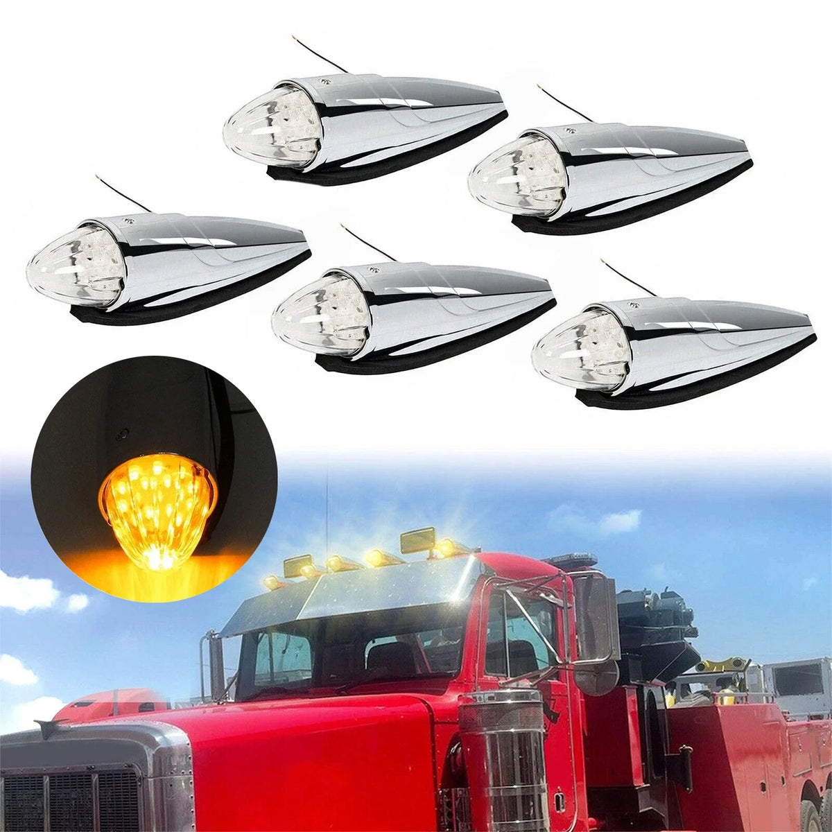5X Cab Roof Top LED Marker Lights for Peterbilt Kenworth