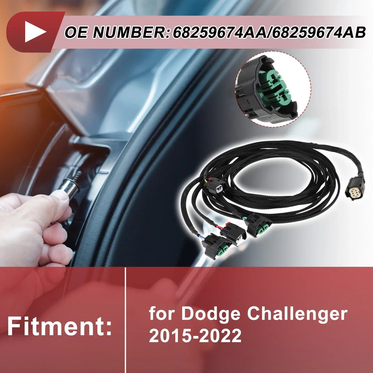Headlight Light Socket Wiring for 2015-2023 Dodge Challenger
