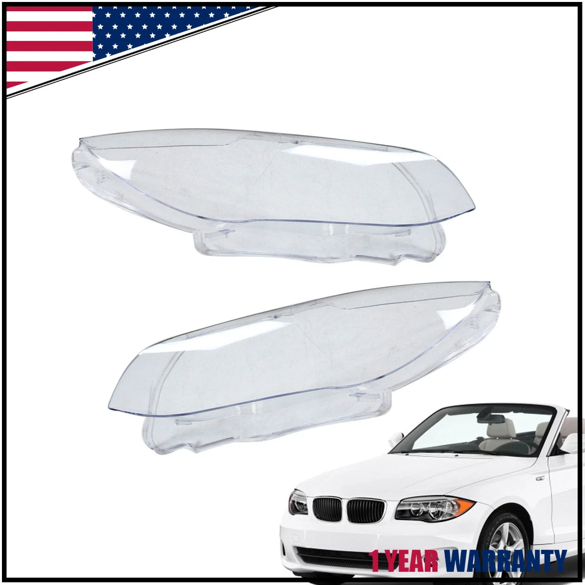 Headlight Lens Covers - Clear Pair for BMW E92 E93 (2010–2013)