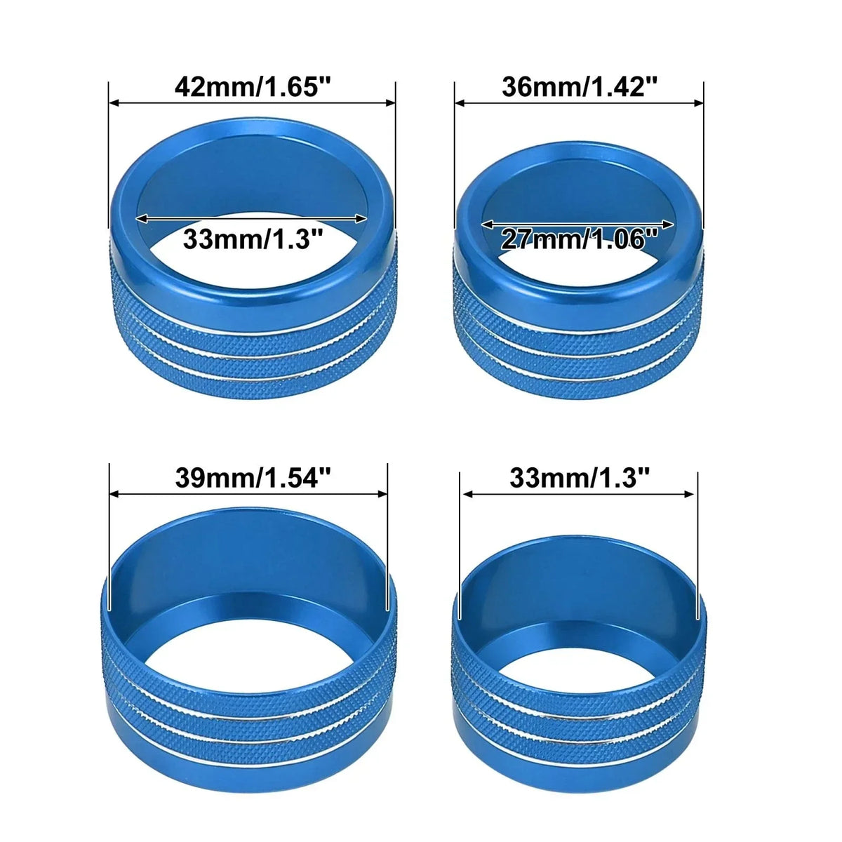 AC Radio Switch Knob Cover Set (5 pcs) in Blue for Dodge Ram 1500 2018-2020