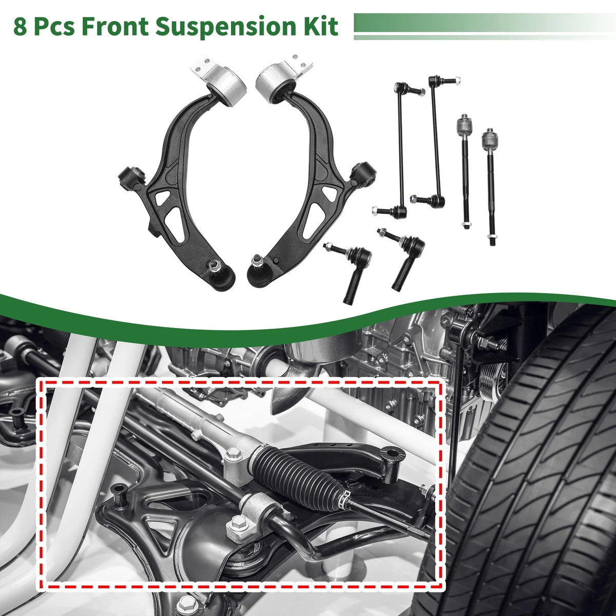 8 Pc Front Lower Control Arms for Ford Explorer (2011–2018) No.K622215/K622216/K750616