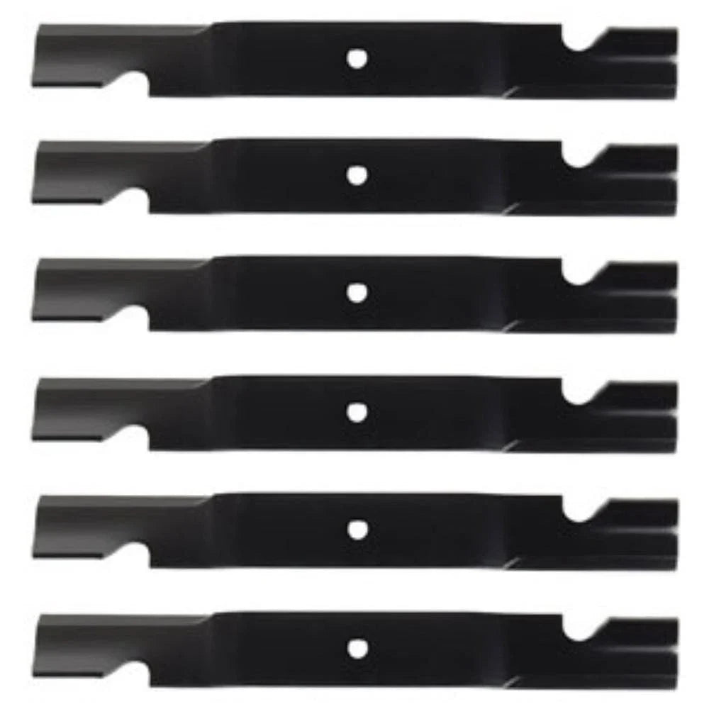 Set of 6 Notched Mower Blades for Bobcat, John Deere 61" Cut Mowers