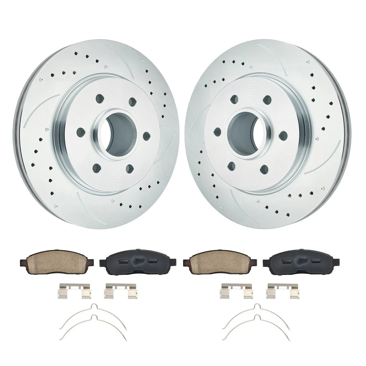 Ceramic Pads & 6pc Front Drilled Brake Rotors for 2004-2008 Ford F-150