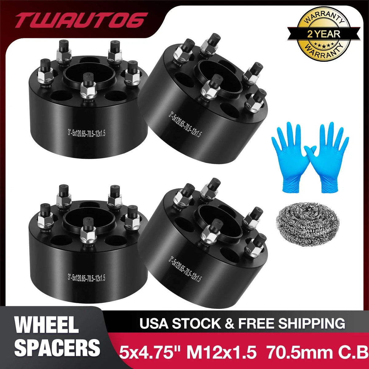 4Pcs 3" Hub Centric Wheel Spacers for 1982-2002 Pontiac Firebird (5x4.75)