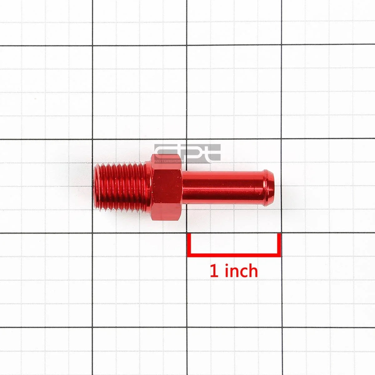 1/4" NPT Male Straight to 3/8" Hose Barb Nipple Fitting - Red Aluminum
