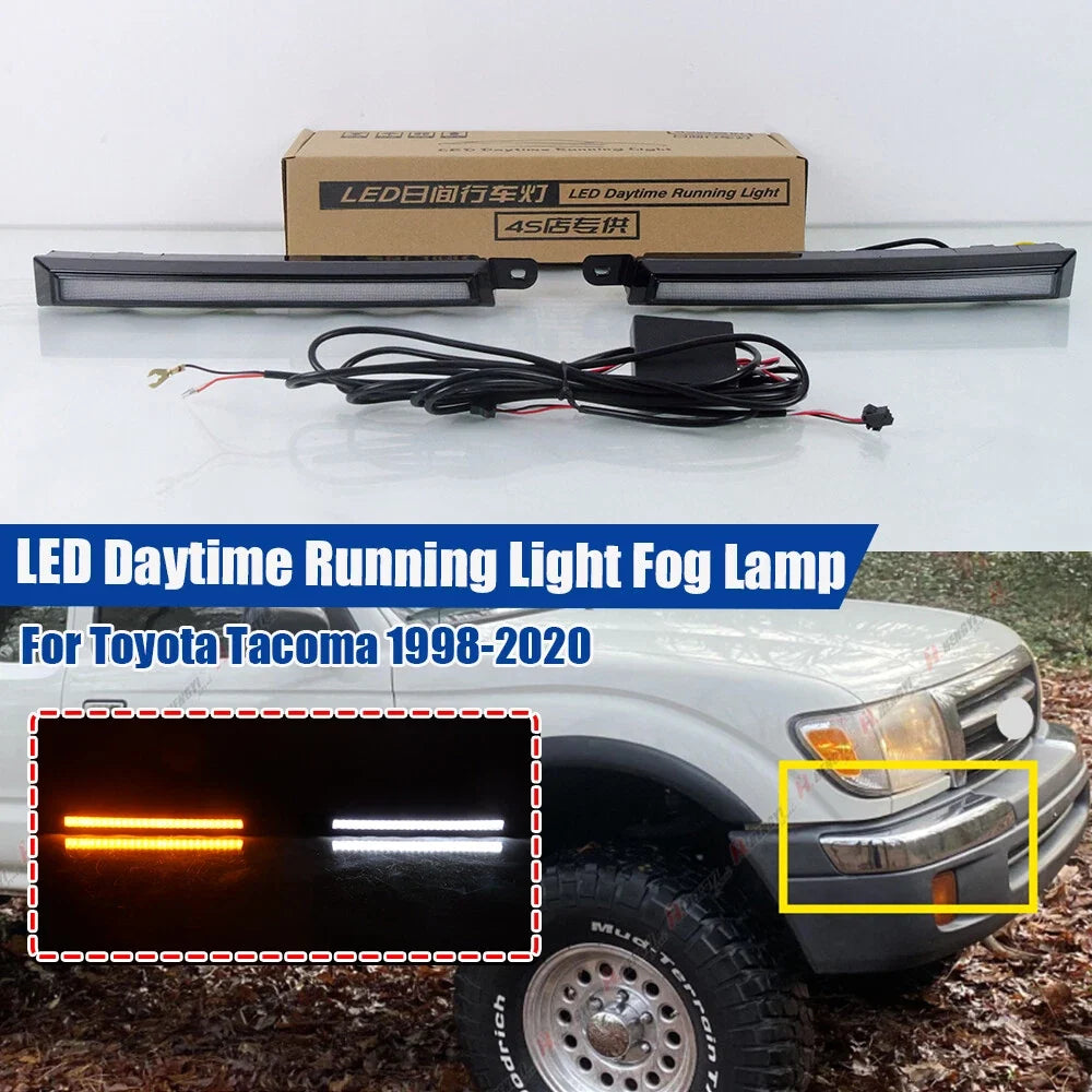 Daytime Running Light LED Fog Lamp w/ Turn Signal for Toyota Tacoma 1998–2020
