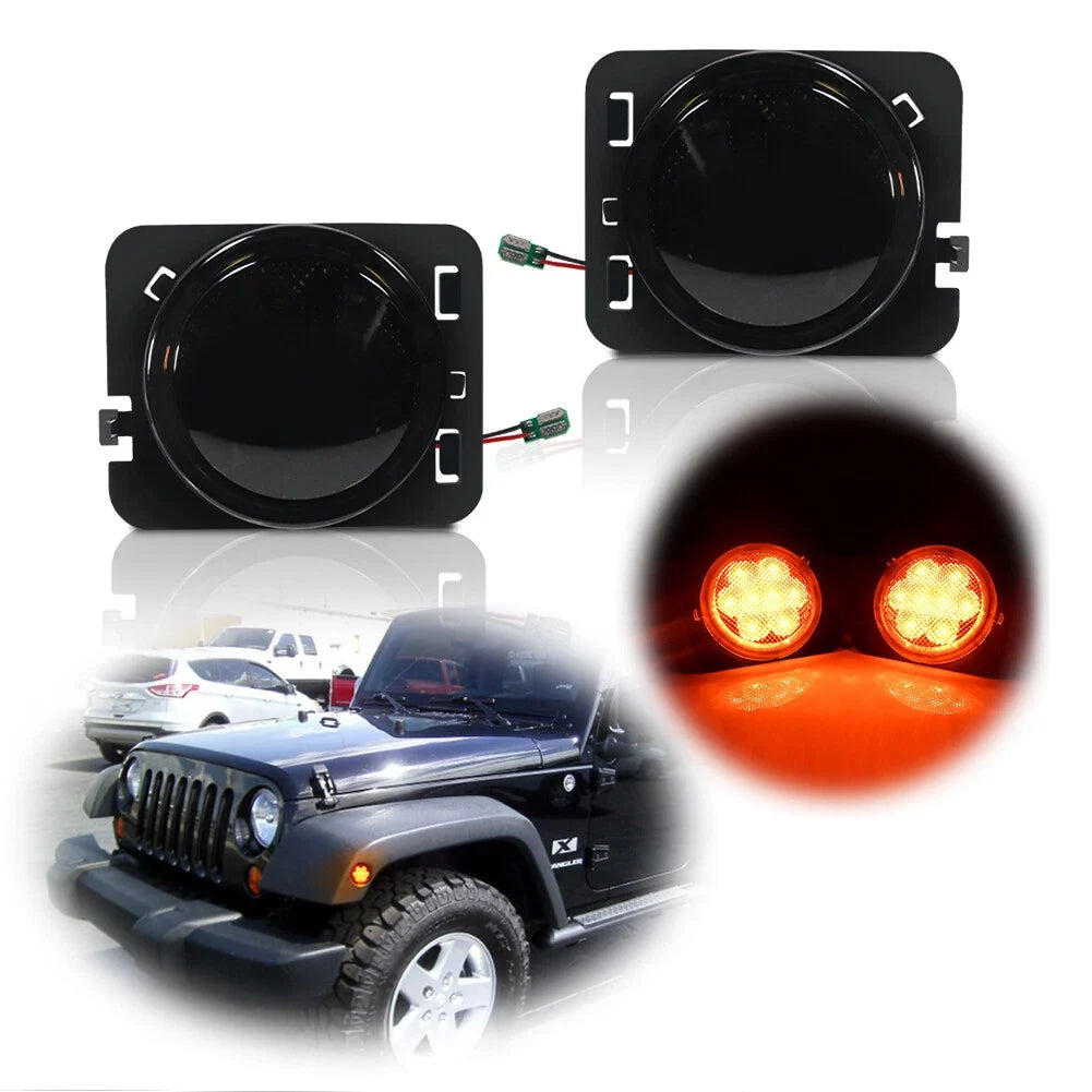Amber LED Front Fender Side Marker Light for Jeep Wrangler JK (2007–2017)