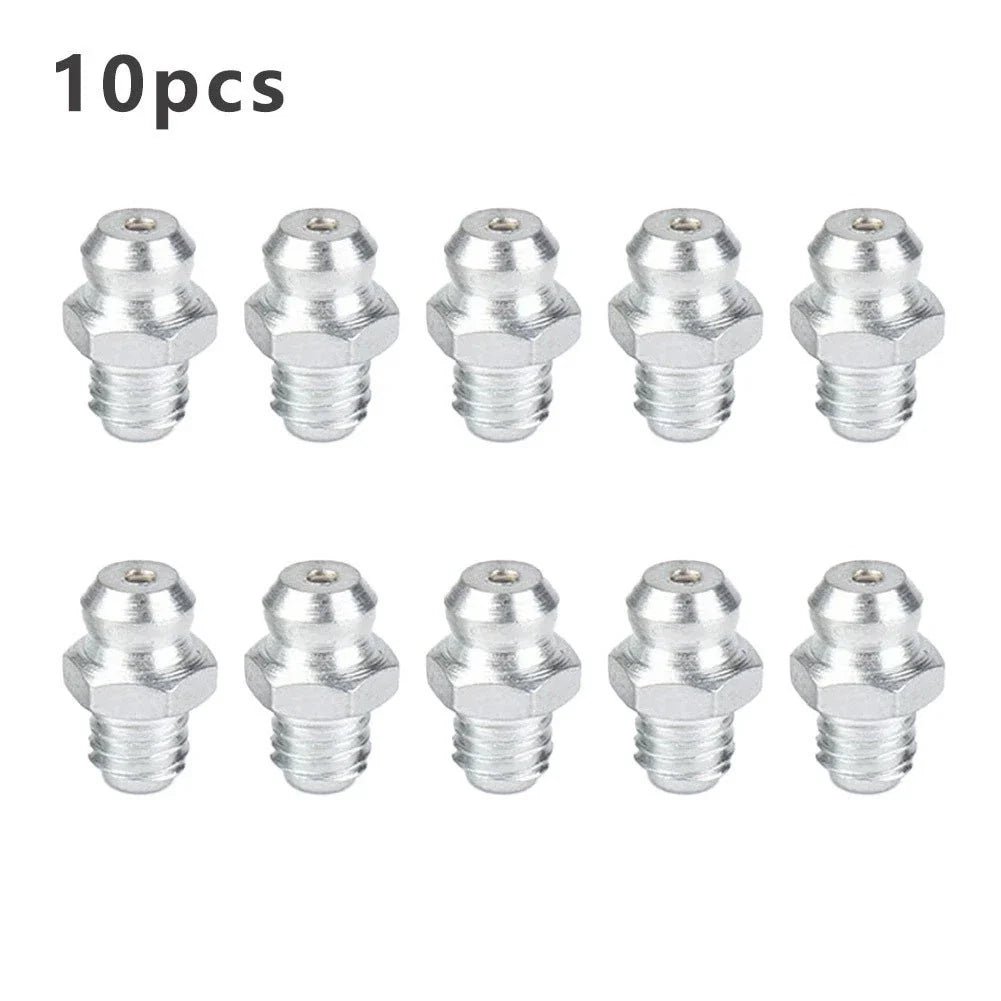 Pack of 10 M6x1 Oil Nipples for Lathes - Rounded Design, Zinc Plated