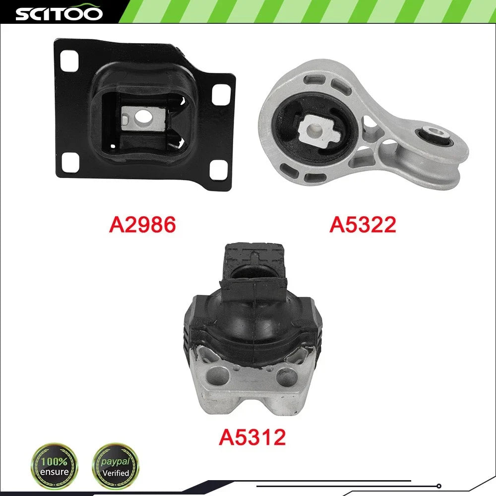 Set of 3 Motor Mounts for 2008–2011 Ford Focus 2.0L L4 Engine
