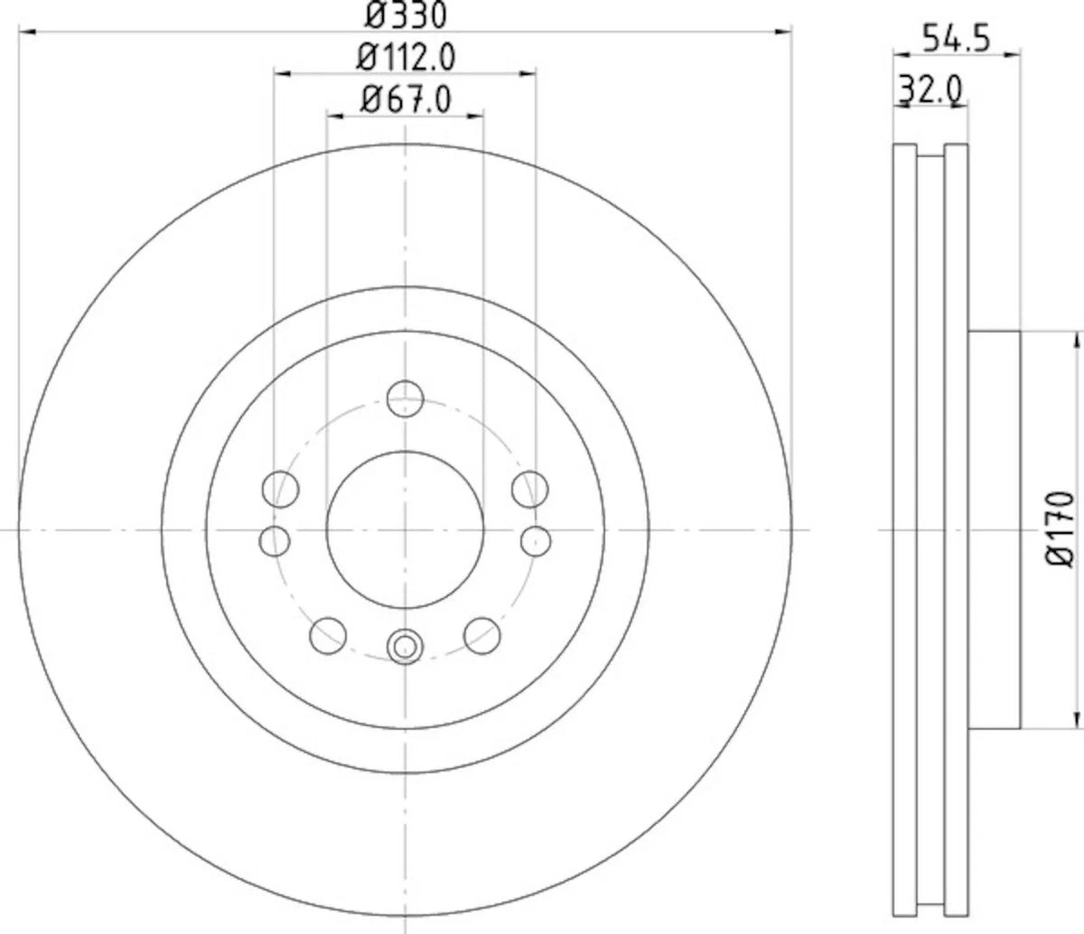 Hella Pagid Front Disc Brake Rotor for Mercedes-Benz ML350, GLE350 (2012–2019)