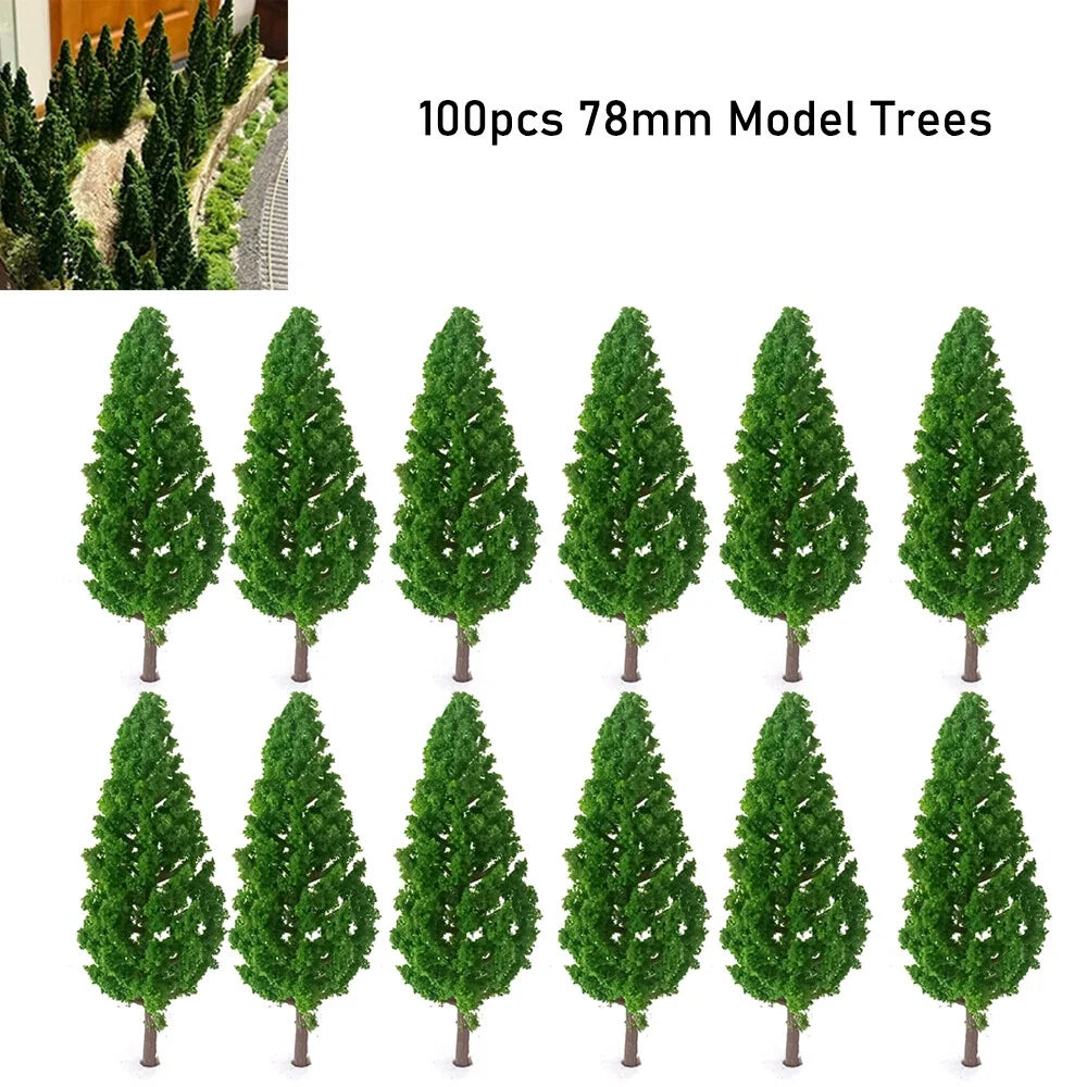Set of 100 Pine Trees 78MM for Train Landscape Railroad Decor