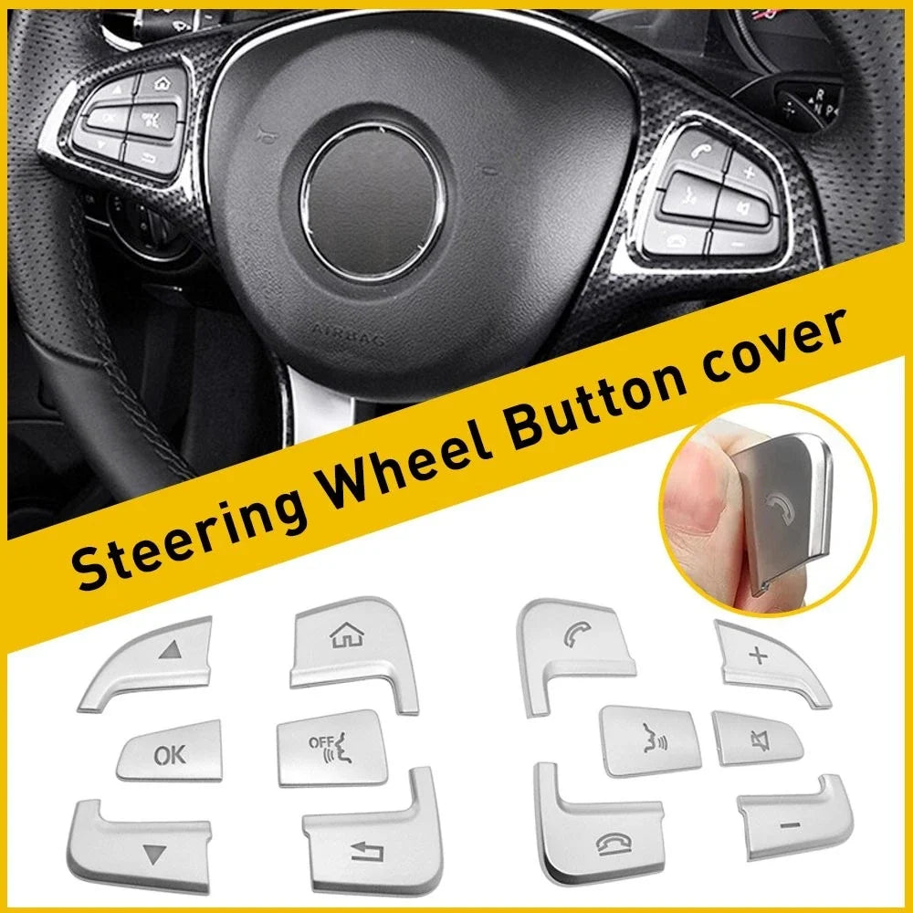 Chrome Steering Wheel Button Covers for GLC C Class 2015-2021