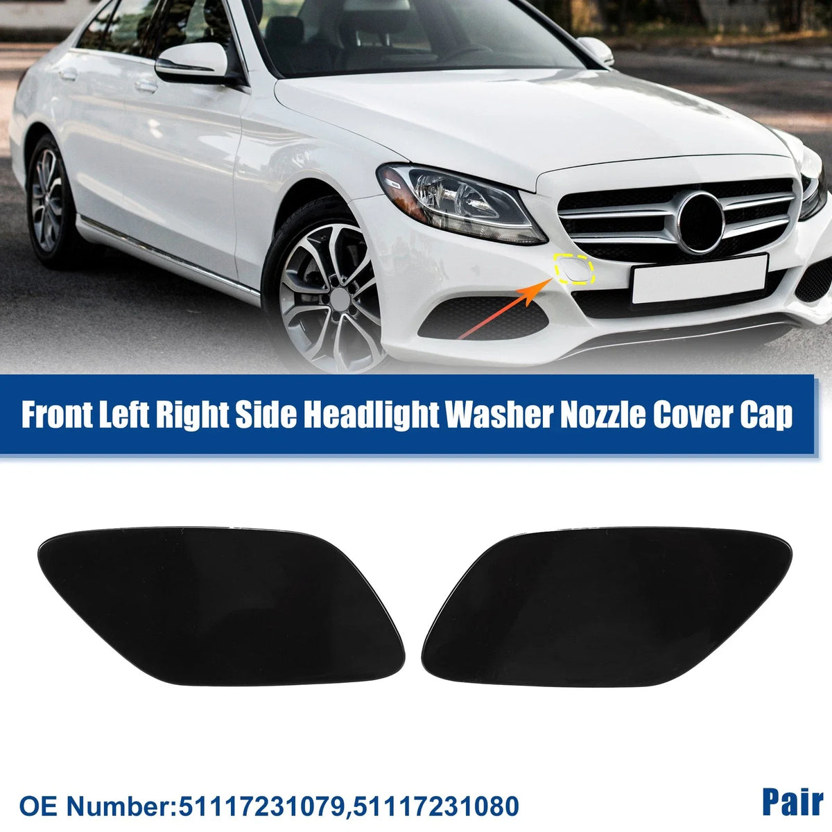 Pair Headlight Washer Nozzle Cover for BMW Z4 E89 (2009–2016)