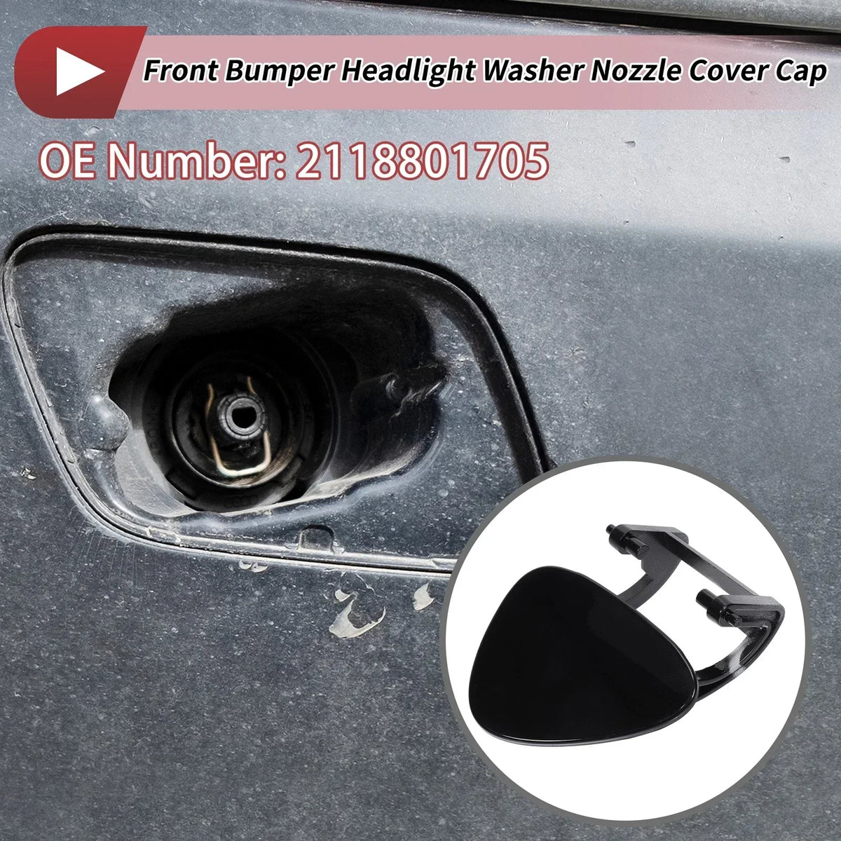 Washer Nozzle Cover Front Left for Mercedes-Benz E320 1994-2006, Black