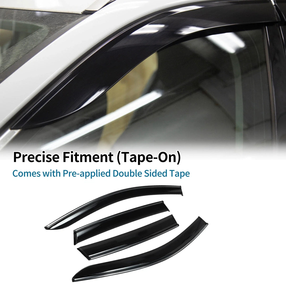 Set of 4 Window Deflectors for Honda CR-V (2007) - Black Vent Visors
