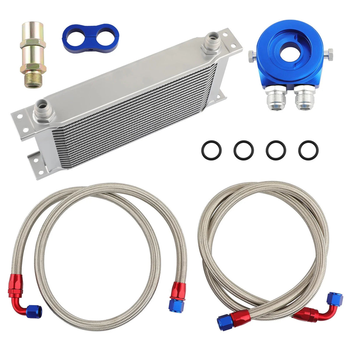 19 Row AN10 Engine Oil Cooler + Stainless Steel Braided Lines