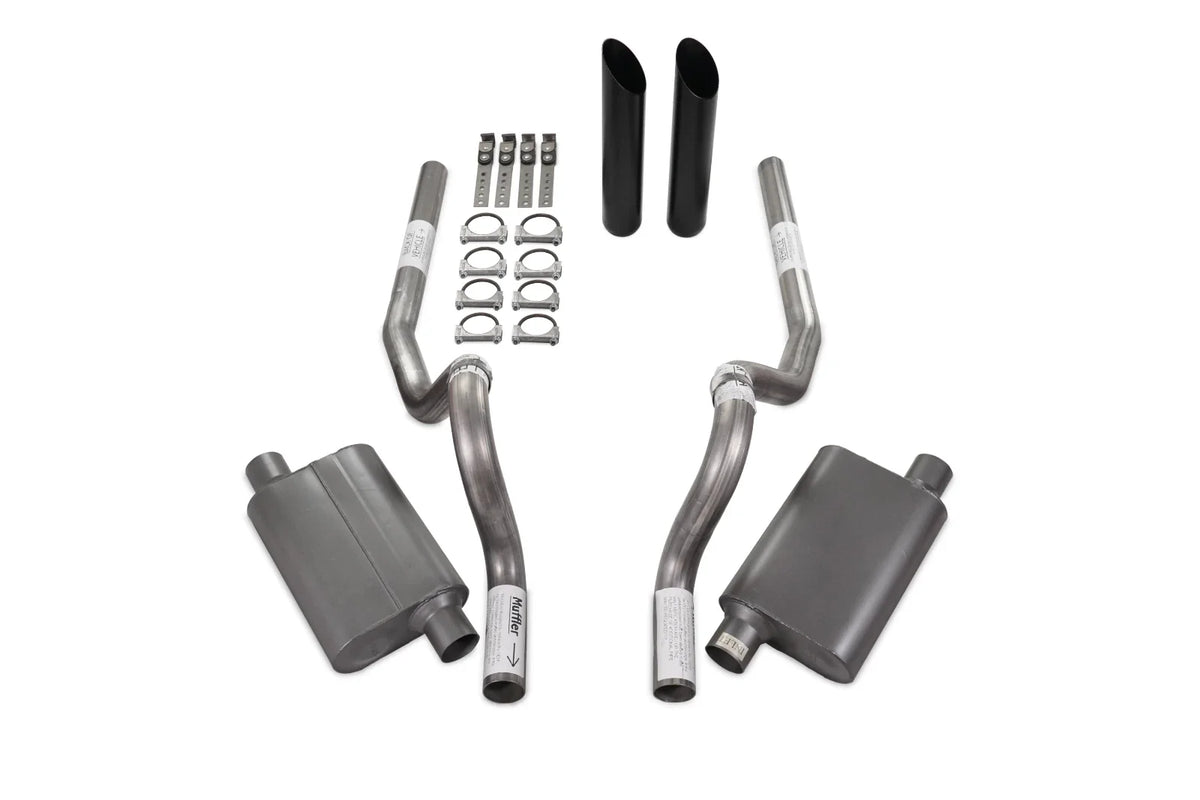 2.5" Rear Exit Dual Exhaust Kit with Black Tip for 1986-2004 Ford Mustang