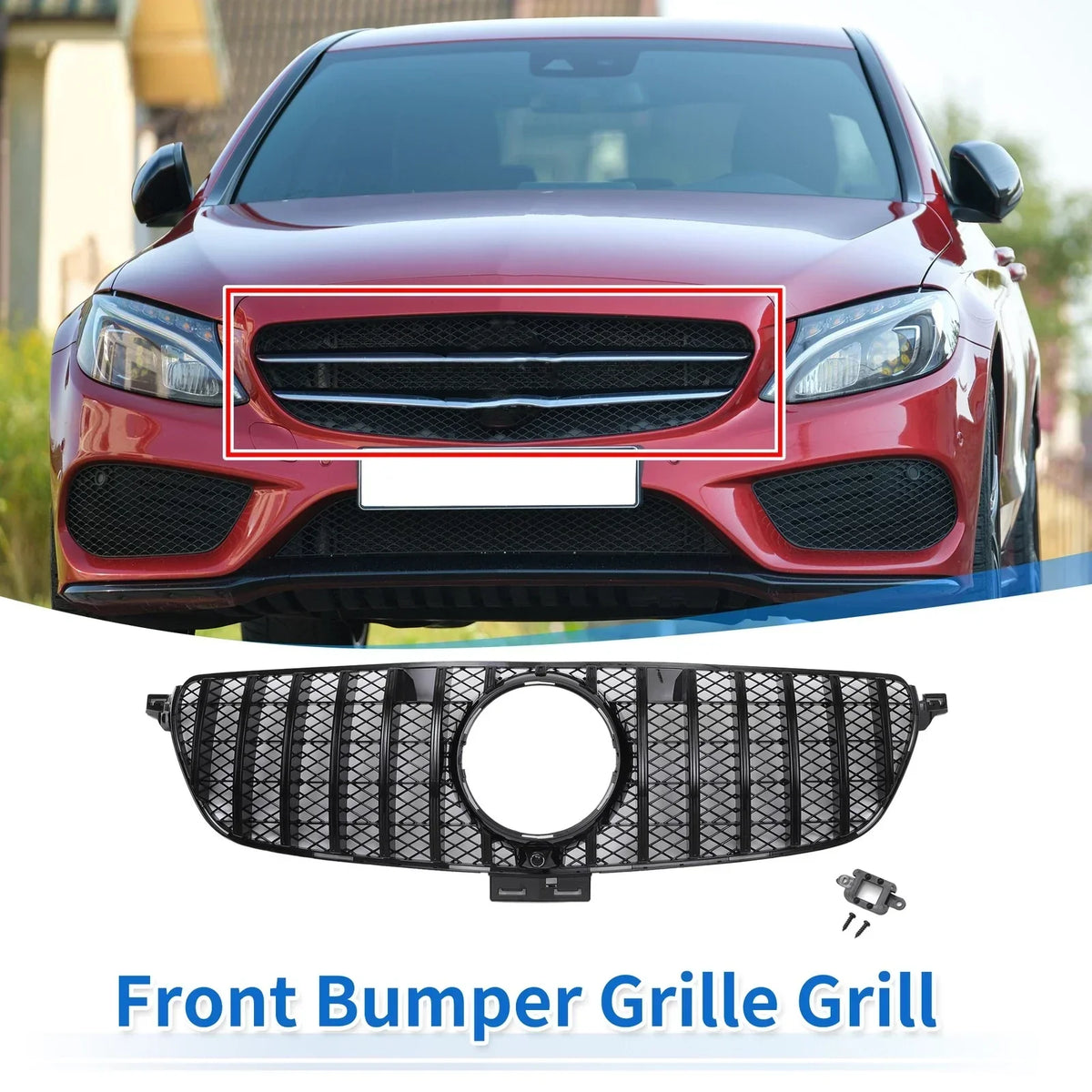 Front Upper Bumper Grille Black for GLE450 AMG Mercedes-Benz 2016-2017
