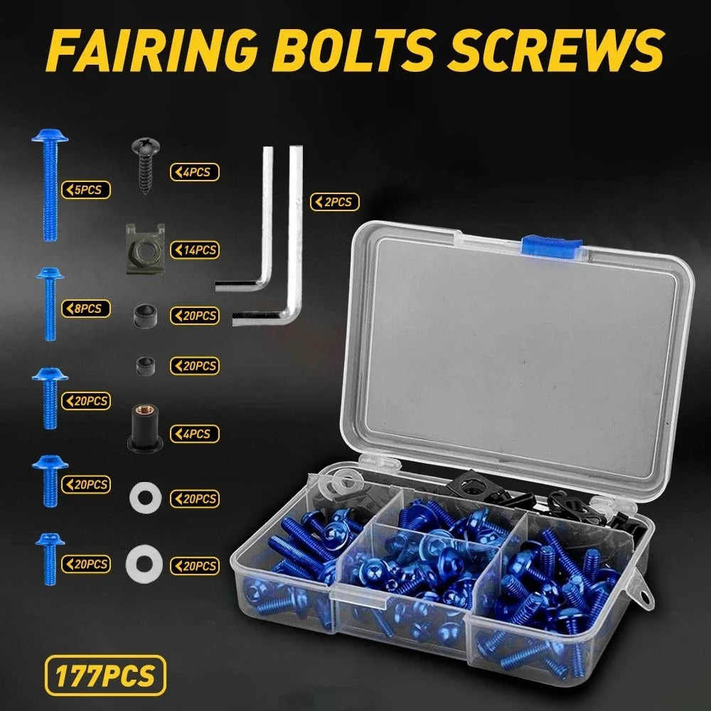 Complete Blue Fairing Bolt Kit for Kawasaki Motorcycles