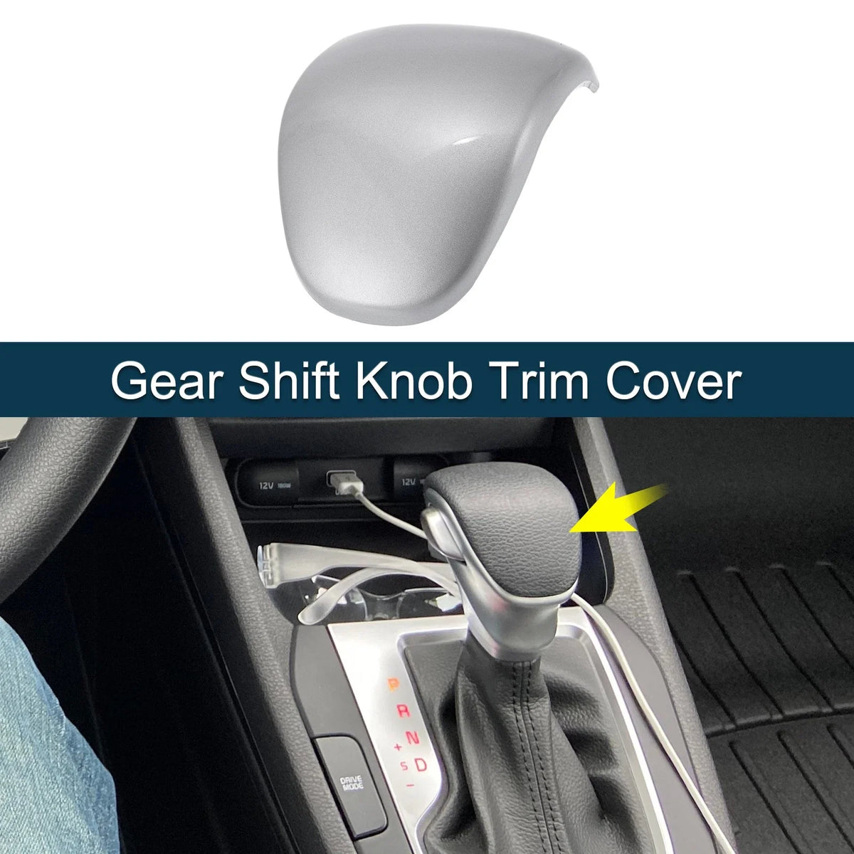 Gear Shift Knob Cover Sticker for Kia Forte Sorento Carens Seltos (2010–2023) Silver Tone