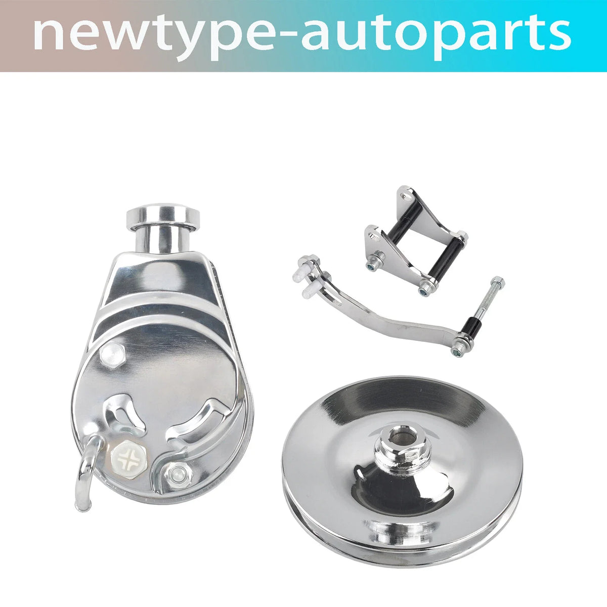 Power Steering Pump Kit with Chrome Bracket & Pulley for SBC