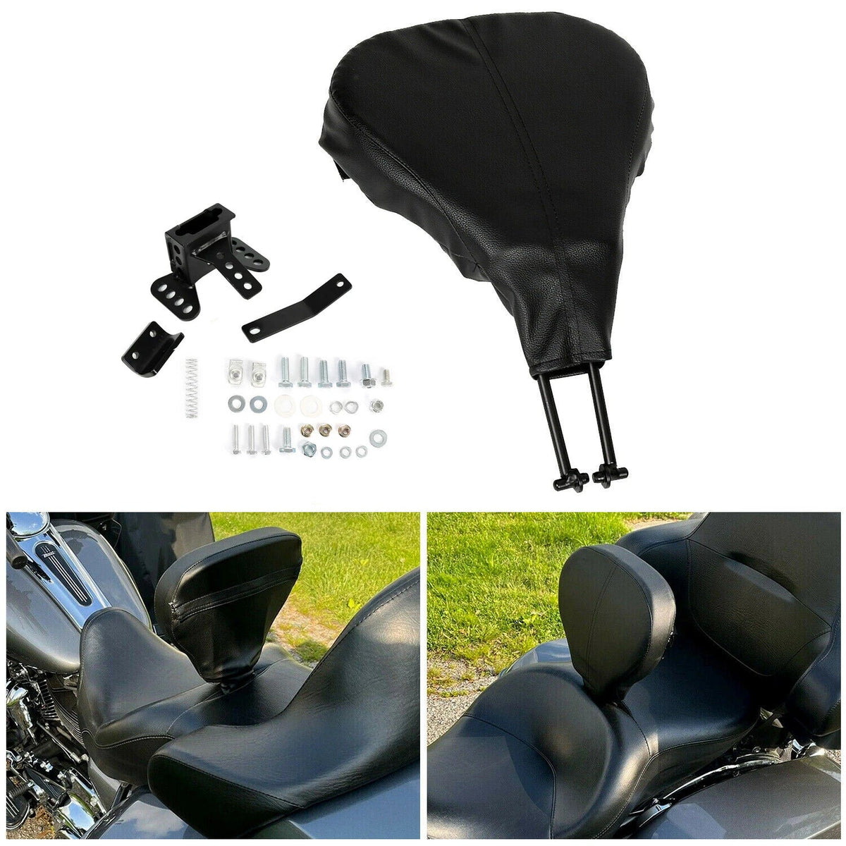 Driver Rider Backrest with Adjustable Bracket for Harley 2009–Present