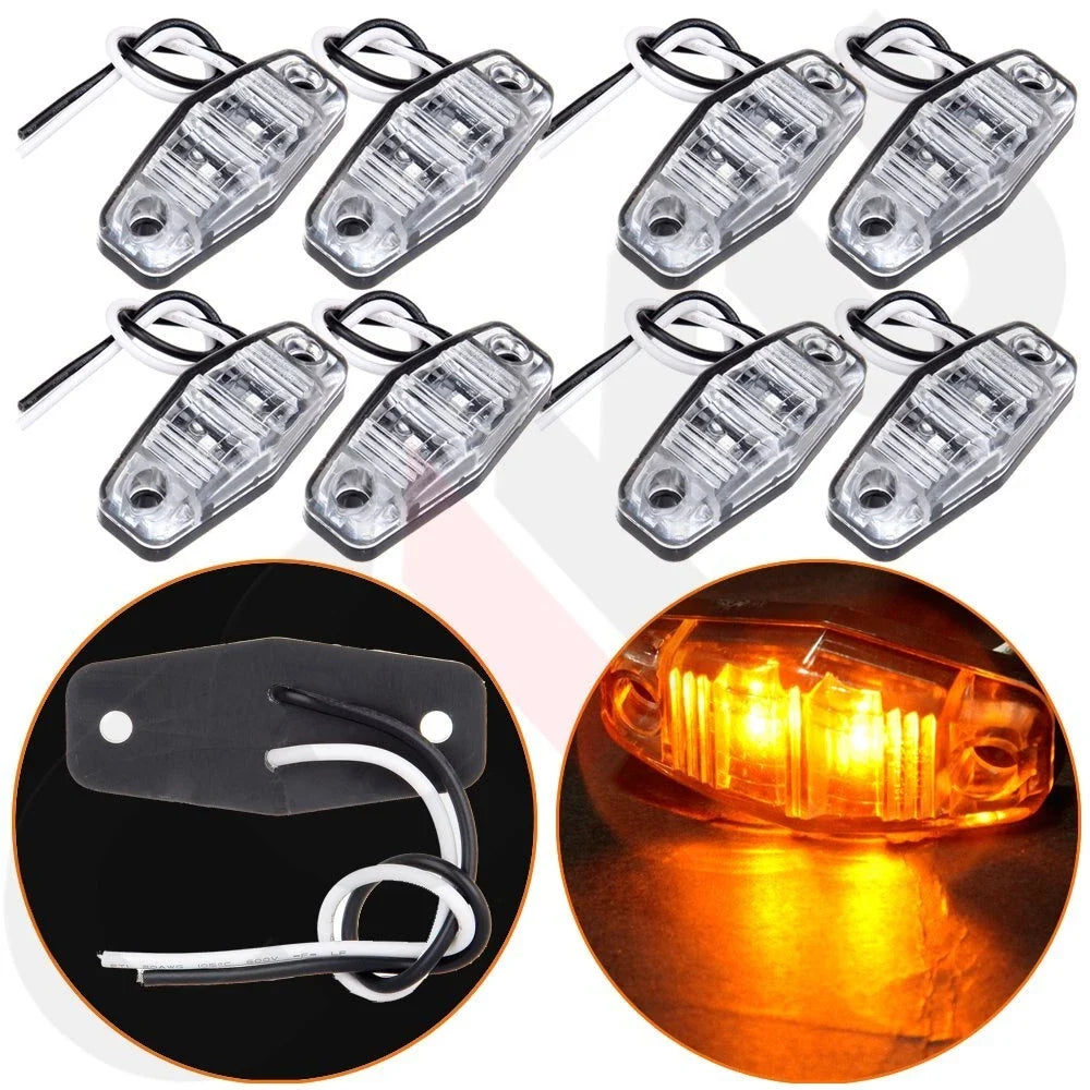 2X Side Marker Lights for Trailer Truck (Clear/Amber)