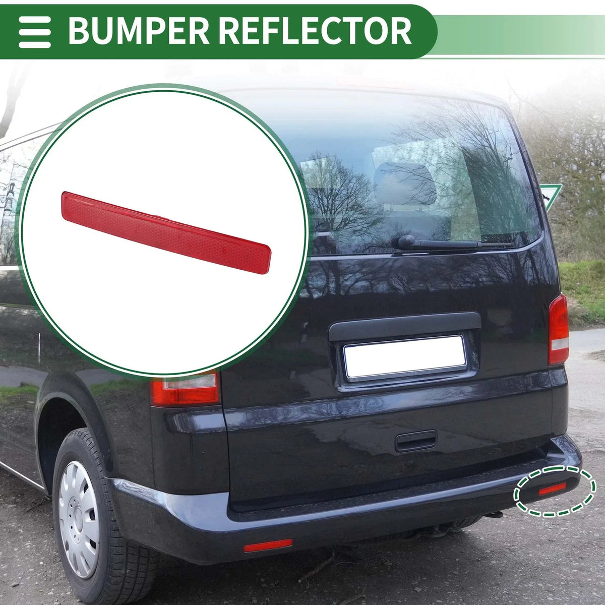 Bumper Reflector No.7E0945106 for Volkswagen Transporter T5 (2003–2015) Rear Right