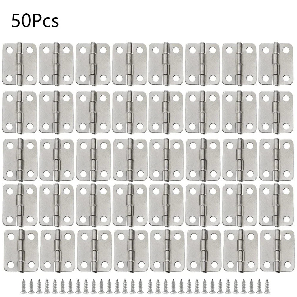 Silver Metal Hinges for DIY Jewelry Box - 50Pcs (16x13mm)