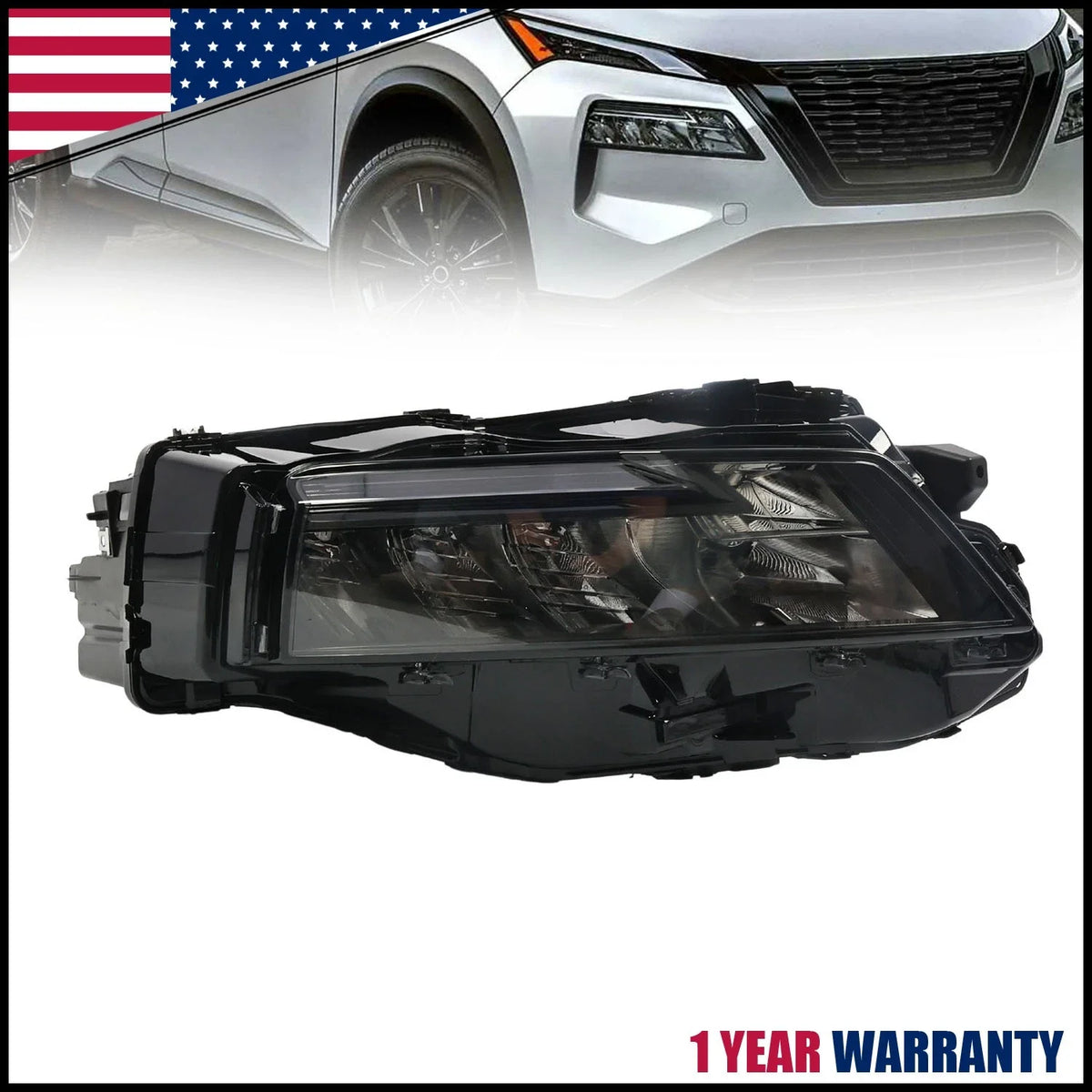 2021-2023 Nissan Rogue S Passenger Side LED Headlight with Black Trim
