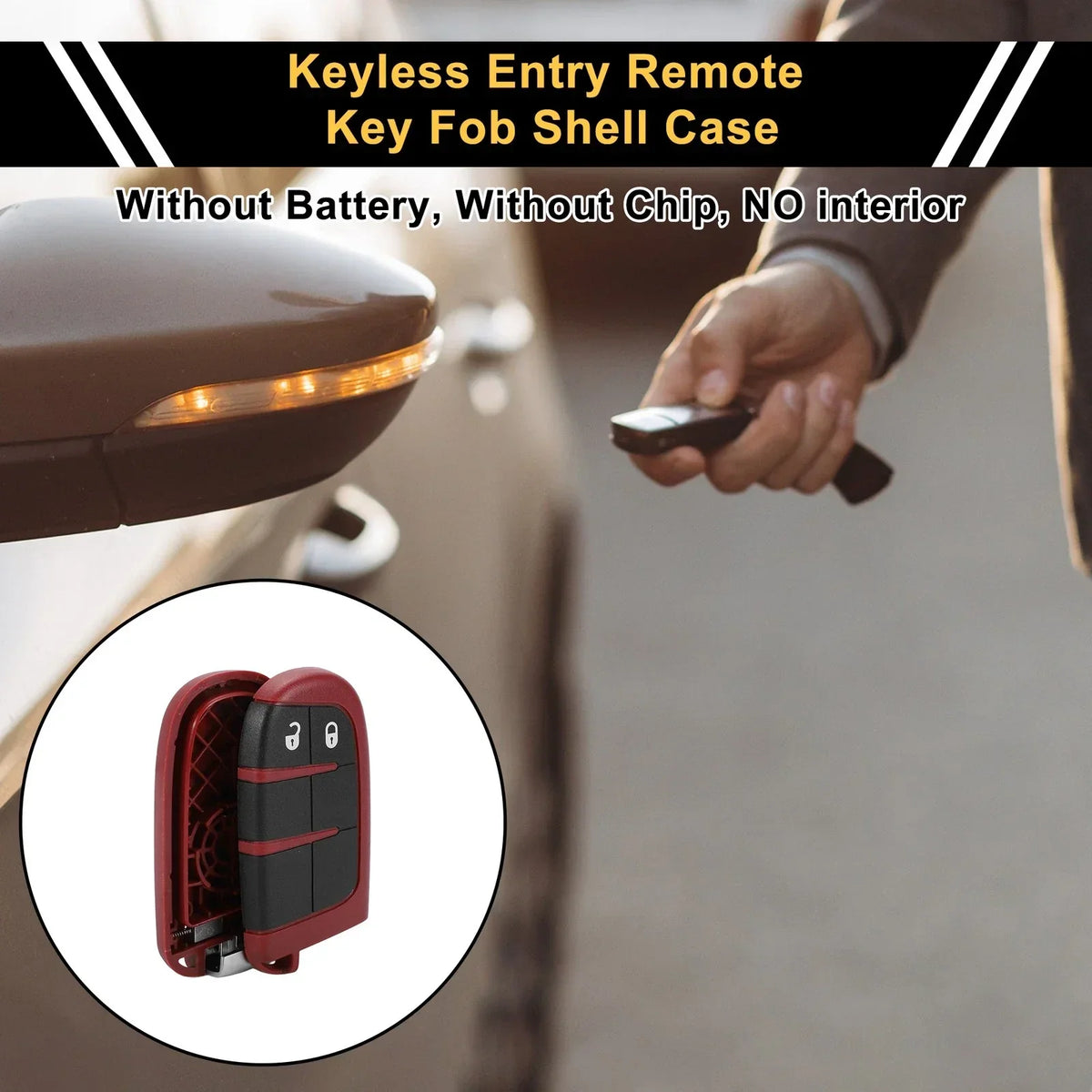 Key Fob Case - Black Red 2 Button Design for Dodge Charger 2016