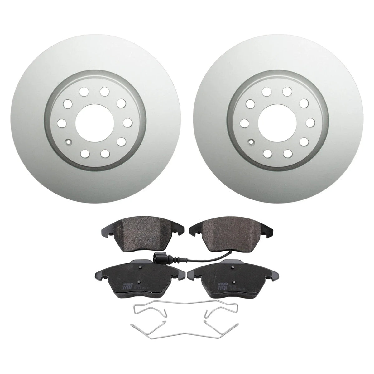 Hella Front Rotors & TRW Pro Low-Met Disc Brake Pads Kit for Audi A3 Quattro (2006–2013)