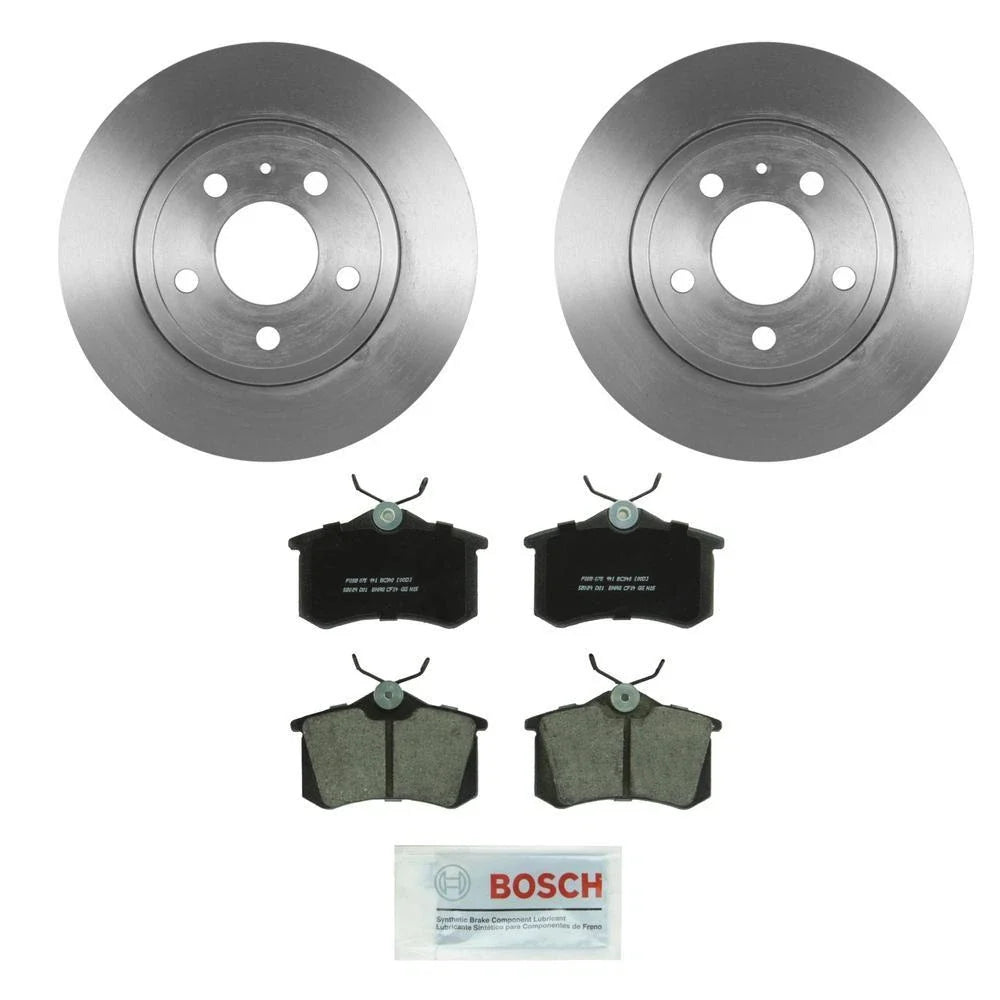 Set of 2 Bosch Rear Solid Rotors & Ceramic Disc Brake Pads for Audi A4 (1996–2001)