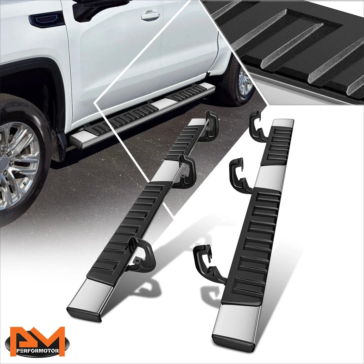 Side Step Nerf Bars Chrome Set of 2 for GMC Sierra/Chevy Silverado 07-19