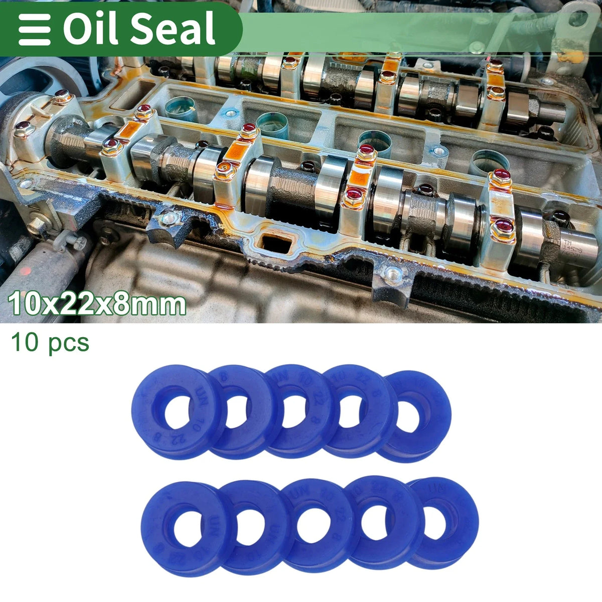 Set of 10 Oil Seal Rotary Shaft Seal 10x22x8mm High Pressure Blue