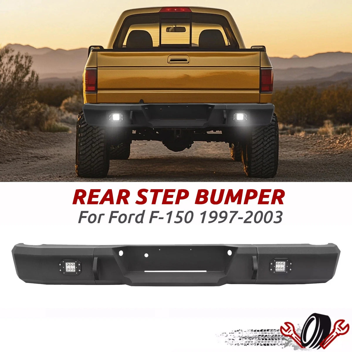 Rear Step Bumper with LED Light for Ford F-150 (1997–2003)