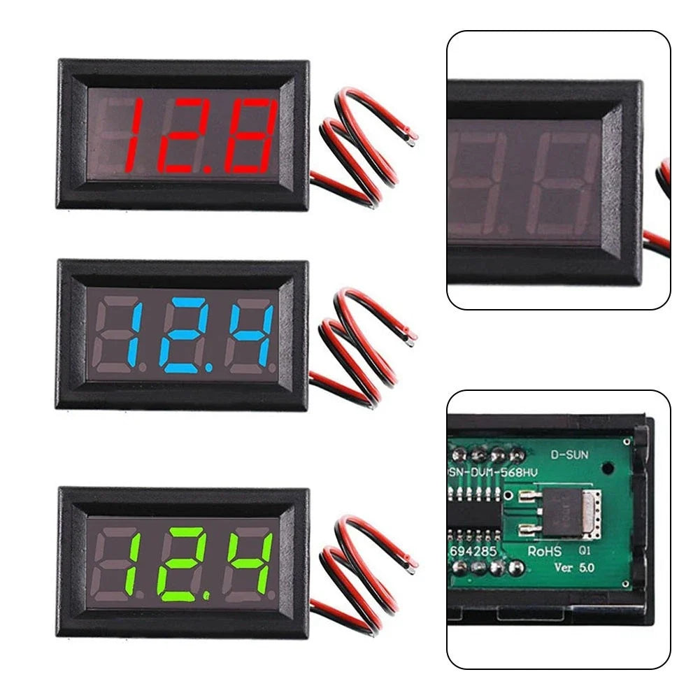 DC Voltmeter with 0.56 Inch LED Digital Display for Universal Use